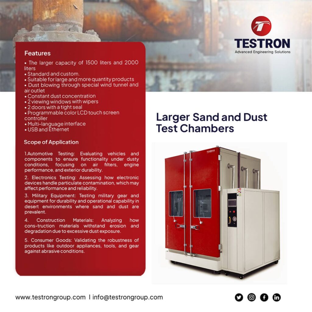 Testron Larger Sand and Dust Test Chamber in the USA for Automotive and Aerospace Testing