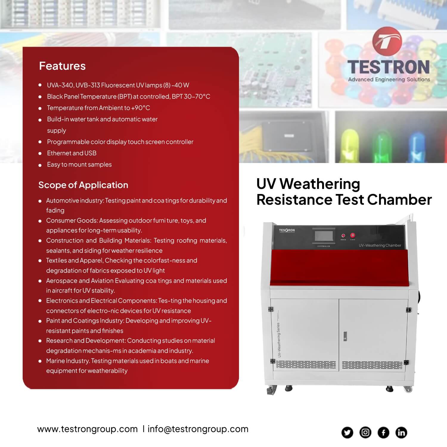 Industrial environmental chamber for comprehensive material stability and climate resistance testing uv test chamber in the USA