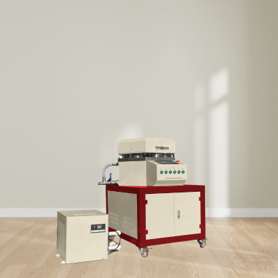 Research facility using an abrasion resistance testing machine for quality standards.