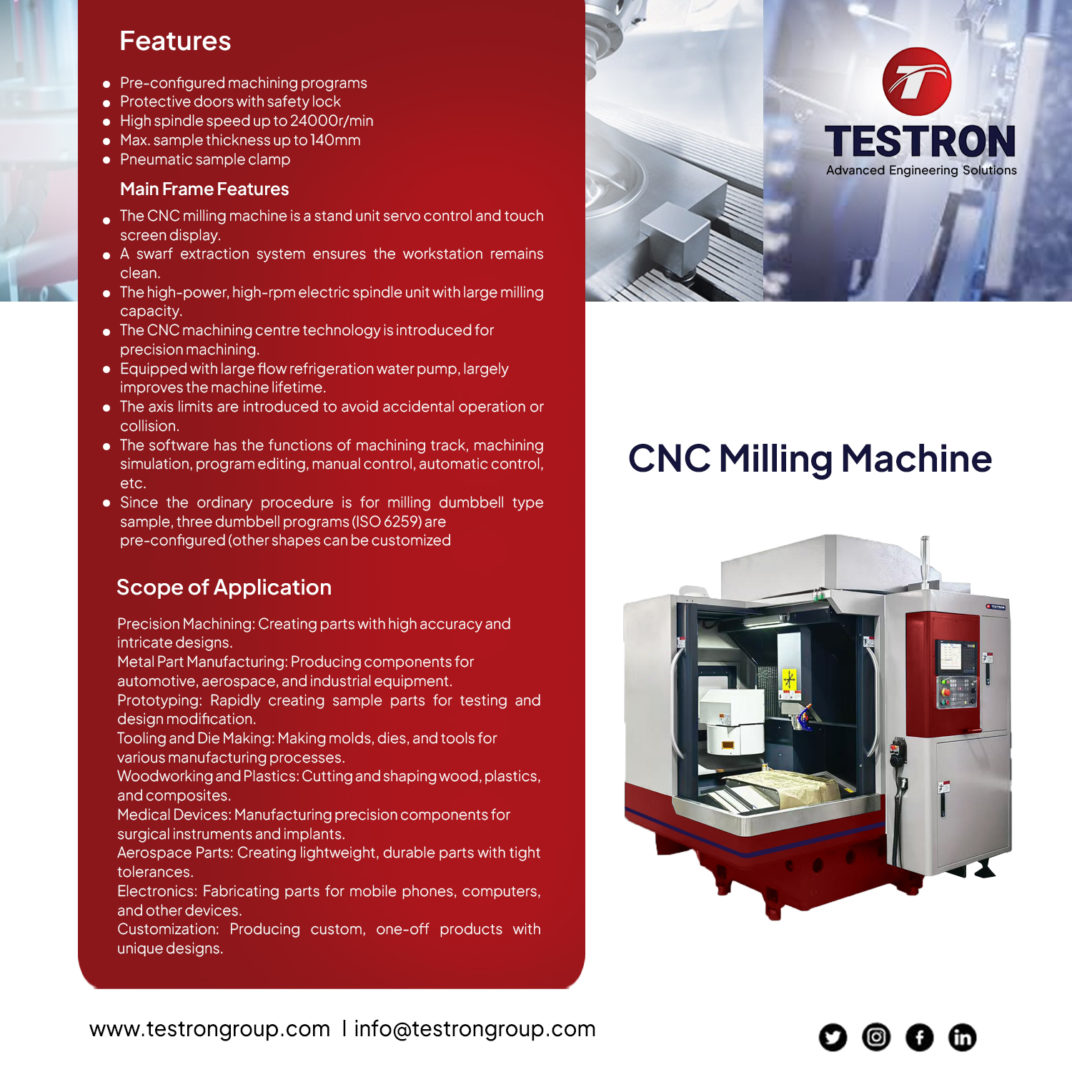 CNC Milling Machine in the USA- Testron group Industrial CNC milling machine in the USA for precision manufacturing and metal machining