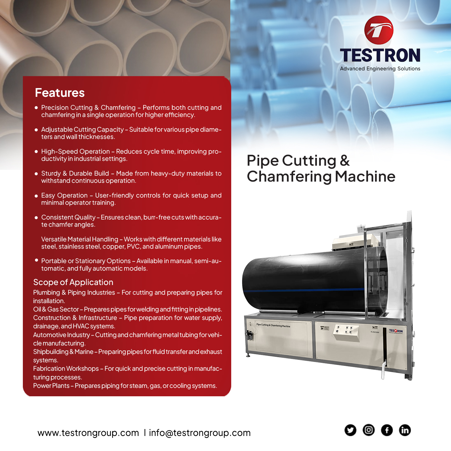 TT-PCC1200 industrial pipe cutting and chamfering machine in the USA for PVC and HDPE pipes TT-PCC1200 industrial pipe cutting and chamfering machine in the USA for PVC and HDPE pipes