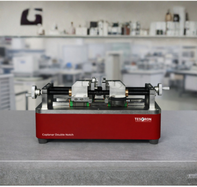 TT-DN50 coplanar double notch making machine for high precision industrial applications.