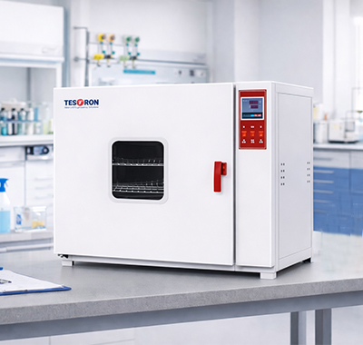 Digital control panel of an AC test chamber featuring automated data logging and remote monitoring.