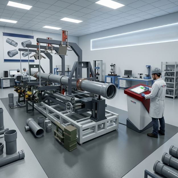 Professional pipe joint leak tightness tester in a US industrial facility.