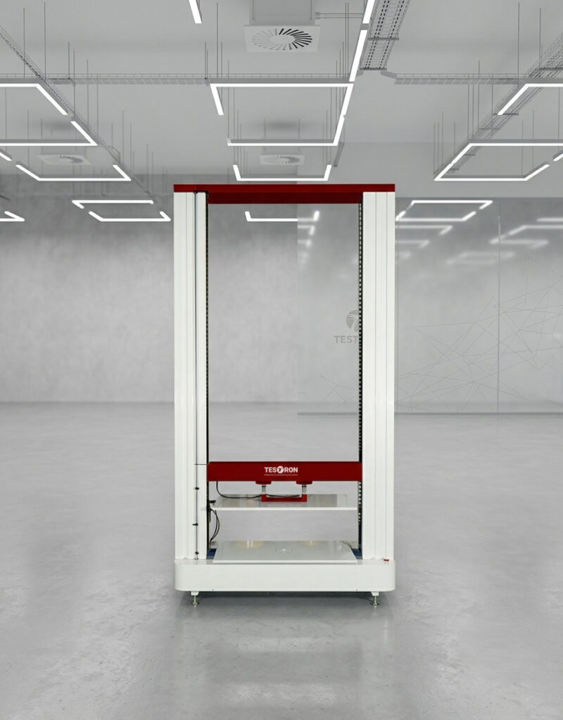 Digital control panel of certified ring stiffness testing equipment showing ISO compliance data.
