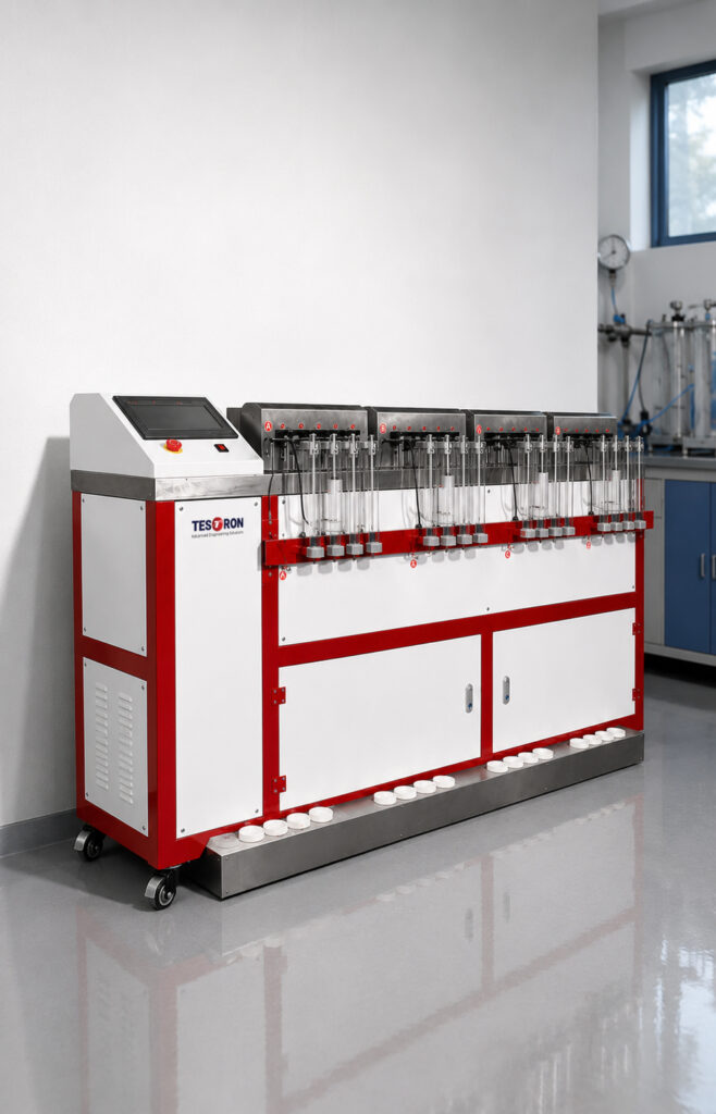 Digital touchscreen control interface on a modern TT-NCLS notched constant ligament stress instrument.