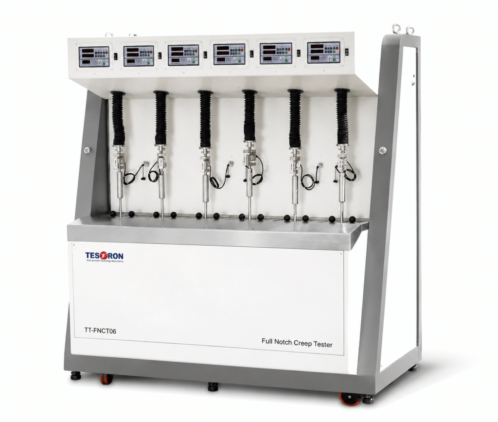 Industrial testing laboratory supplied by a global full notch creep tester supplier.
