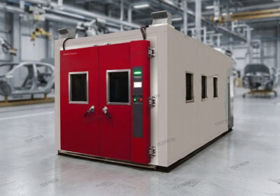 Industrial walk-in climate chamber in the USA installation at a testing facility