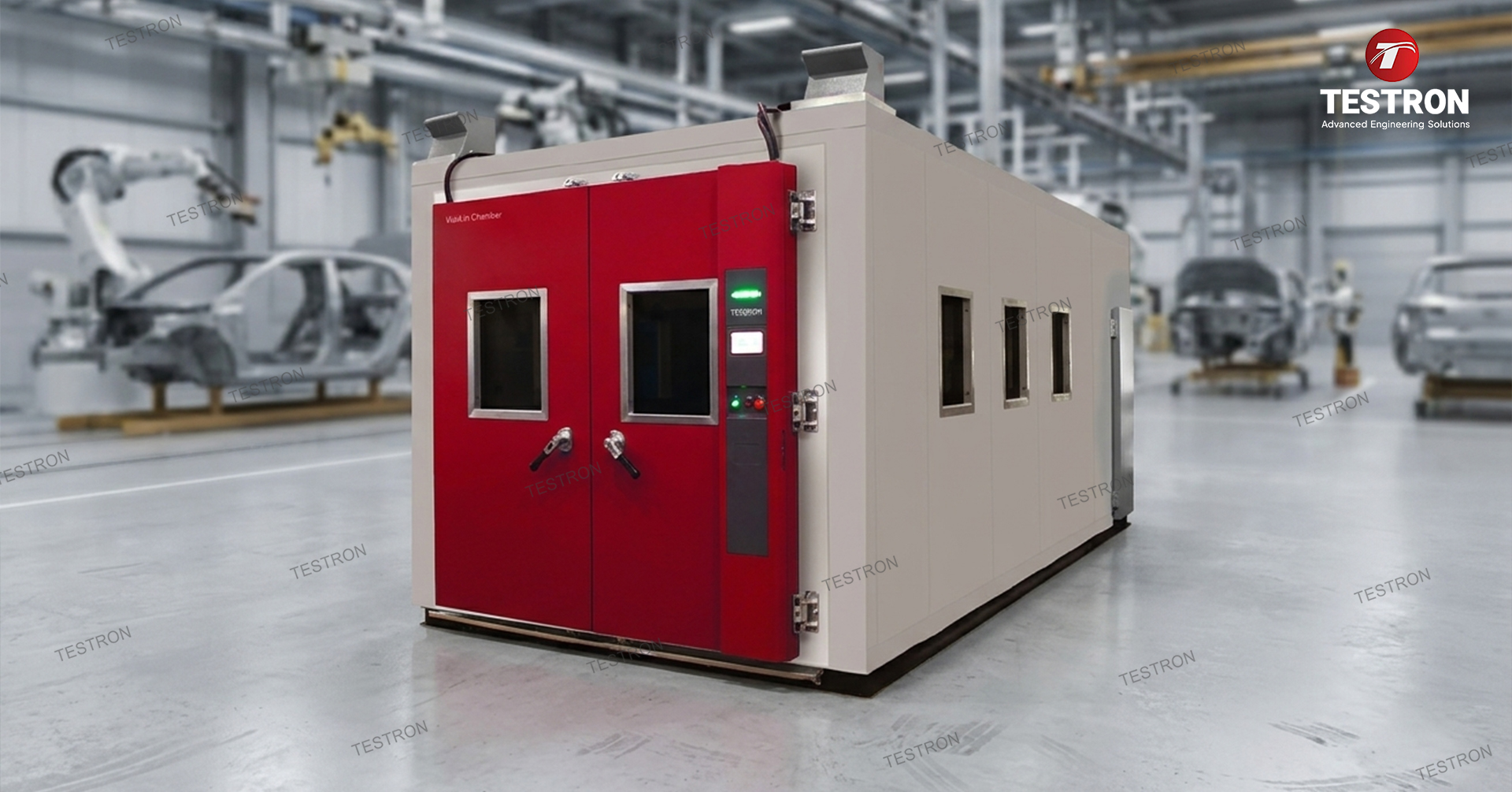 Industrial walk-in climate chamber in the USA installation at a testing facility