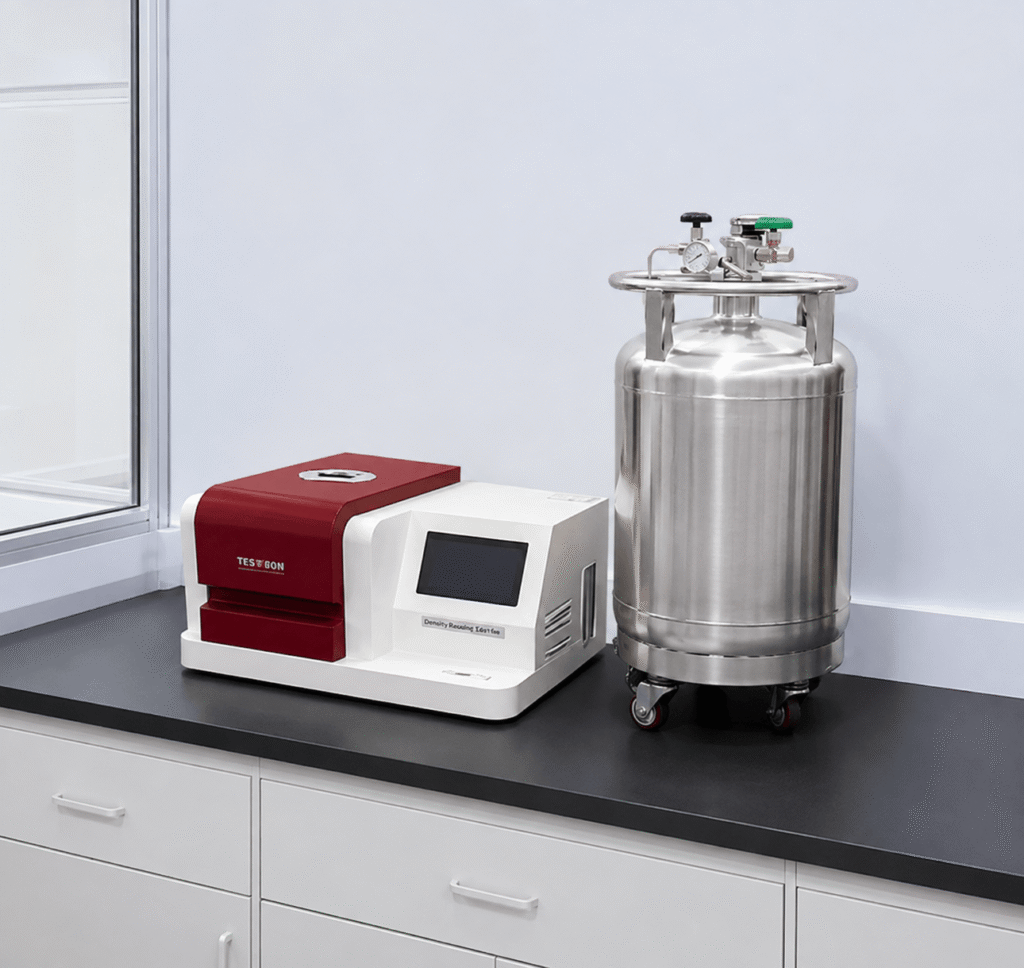 Modern laboratory bench featuring a high-precision dsc differential scanning calorimeter for thermal analysis.