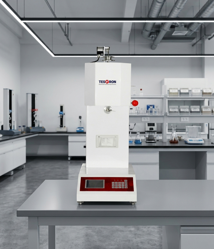 Laboratory setup utilizing certified TT-MFI 450A melt flow index equipment for quality assurance.