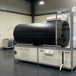 Industrial pipe cutting machine in the USA processing large diameter metal pipe