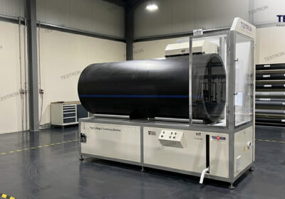 Industrial pipe cutting machine in the USA processing large diameter metal pipe