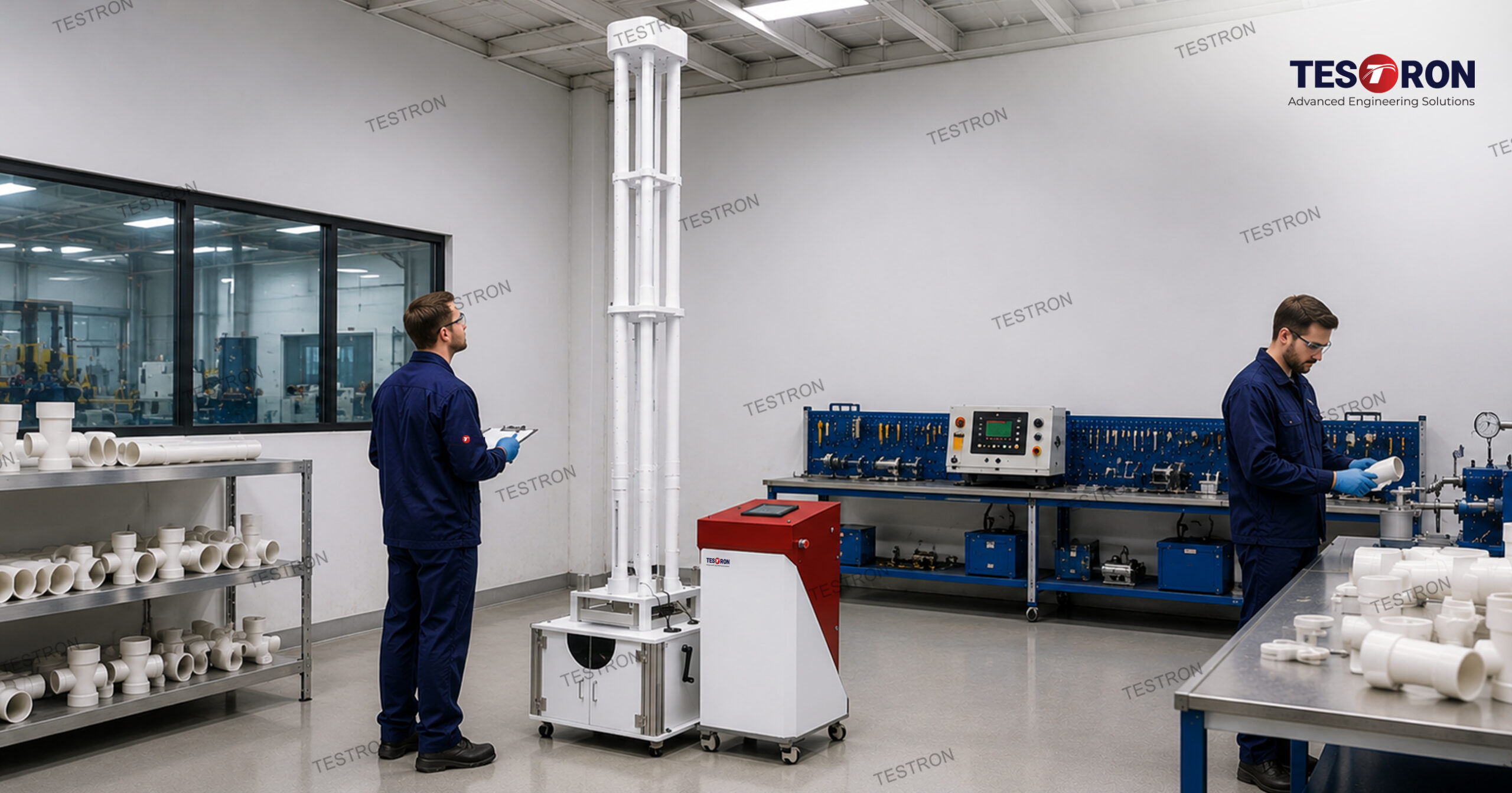 Falling Weight Impact Tester in the USA by Testron Group for plastic pipes, packaging, and composite materials