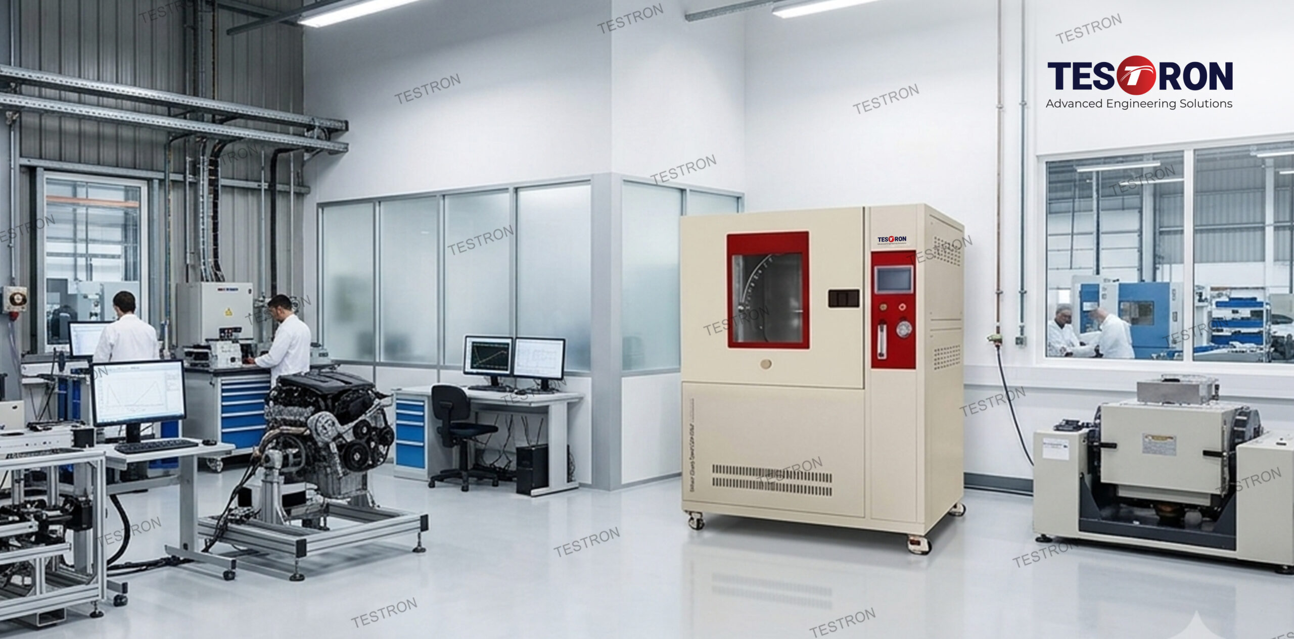 water spray test chamber in the USA performing IPX9K waterproof testing on industrial components