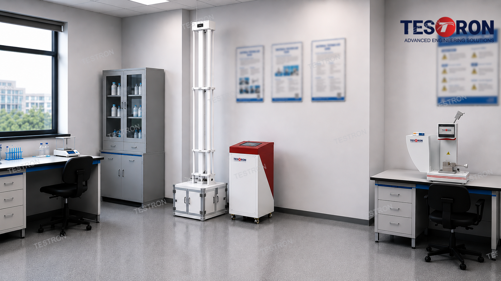 Complete plastic pipe testing machine in the USA labs including hydrostatic pressure tester, falling weight impact tester, universal testing machine, melt flow index tester, and thermal pressure testing bath.