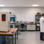 An industrial climate chambers setup featuring an environmental test chamber in the USA for university engineering laboratory testing