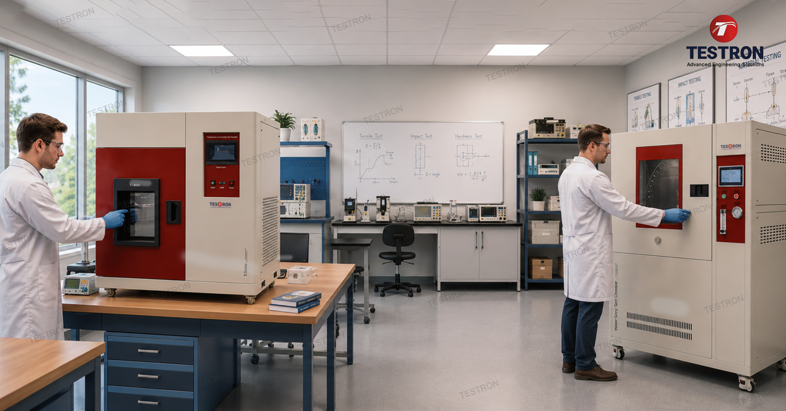 An industrial climate chambers setup featuring an environmental test chamber in the USA for university engineering laboratory testing