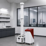 Falling weight impact tester in the USA testing a plastic pipe sample