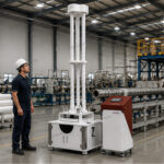 Falling weight impact tester in the USA used for testing thermoplastic pipes and materials