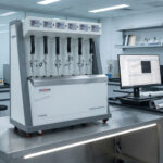 Full Notch Creep Tester in the USA testing polyethylene specimen under constant stress