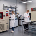 University students operating an environmental test chamber in the USA