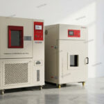 Temperature and humidity test chamber in the USA performing environmental testing on electronics