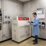 UV weathering test chamber in the USA evaluating surface properties of materials under ultraviolet light exposure