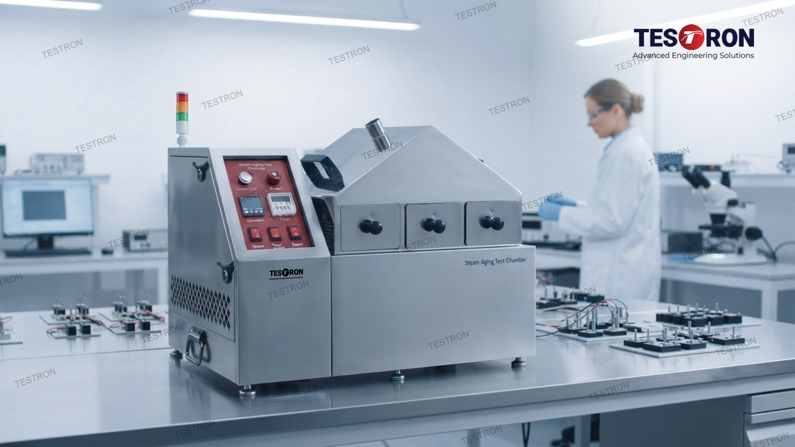 Steam aging testing chamber in the USA for evaluating material degradation and durability